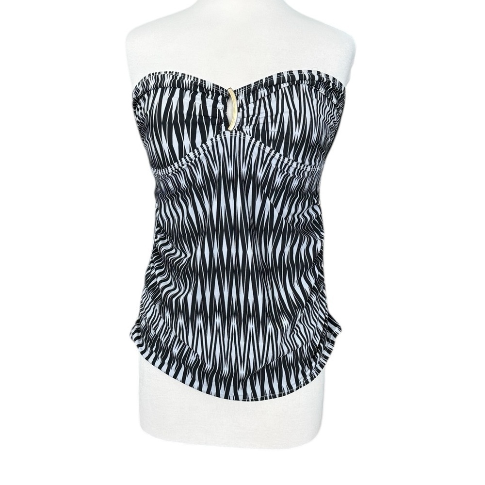 SPANX 2372 Zigzag Loop Tankini Black & White Swim Top Size 14